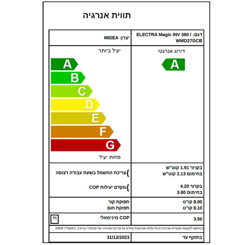 מזגן עילי אלקטרה Magic INV 380 מזגן עילי אלקטרה Magic INV 380
