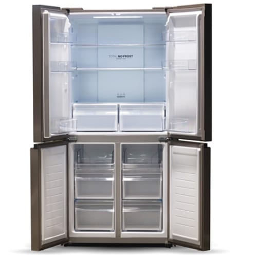 מקרר מקפיא תחתון 4 דלתות האייר HRF-490FGS זכוכית כסופה