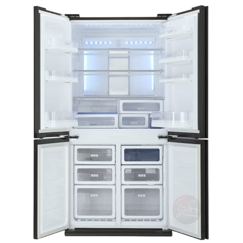 מקרר מקפיא תחתון 4 דלתות שרפ SJ8910SL זכוכית כסופה