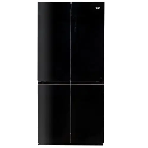 מקרר מקפיא תחתון 4 דלתות האייר HRF490FB זכוכית שחורה