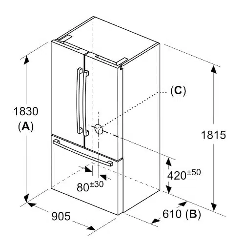 מקרר מקפיא תחתון 3 דלתות בוש KFF96PIEP נירוסטה
