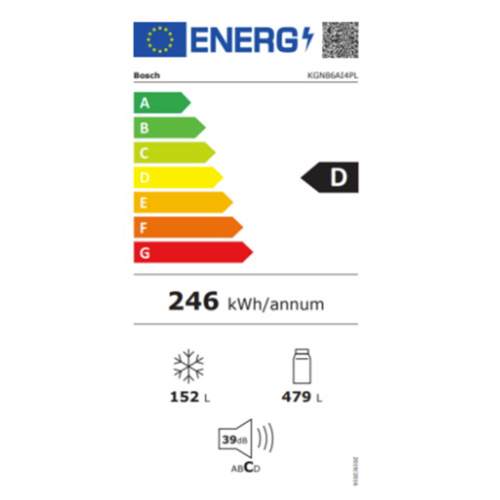 מקרר מקפיא תחתון בוש KGN86AW4PL  לבן