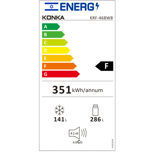 מקרר מקפיא תחתון 4 דלתות קונקה KRF-468WB שחור