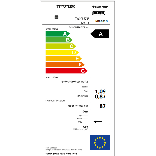 תנור בישול ואפיה משולב דלונגי NDS953  לבן