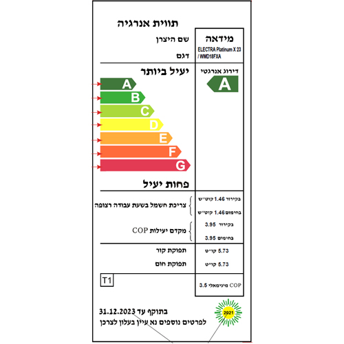 מזגן עילי אלקטרה Platinum X 23