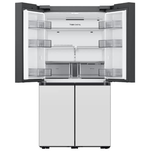 מקרר מקפיא תחתון 4 דלתות סמסונג RF90A9015WH זכוכית לבנה