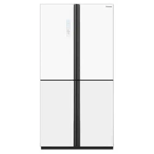 מקרר מקפיא תחתון 4 דלתות הייסנס RQ681WG זכוכית לבנה