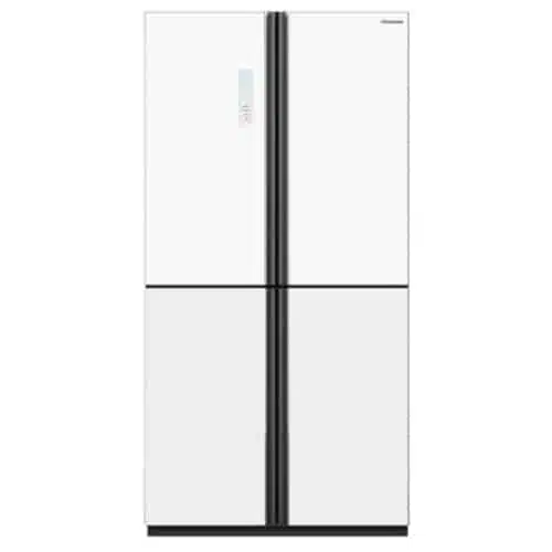 מקרר מקפיא תחתון 4 דלתות הייסנס RQ82WGKI זכוכית לבנה