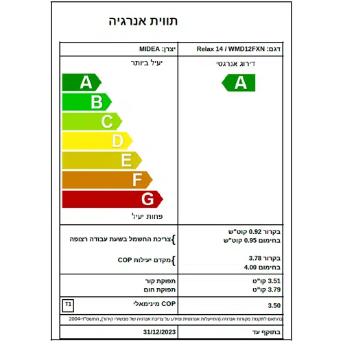 מזגן עילי אלקטרה Relax 14