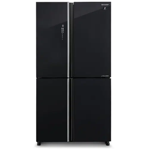 מקרר מקפיא תחתון 4 דלתות שרפ SJ-8590-BK זכוכית שחורה