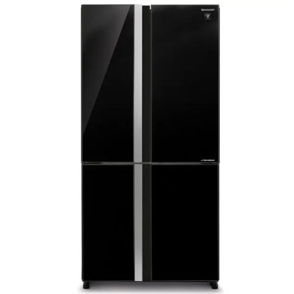 מקרר מקפיא תחתון 4 דלתות שרפ  SJ-FSRN87V-BK זכוכית שחורה