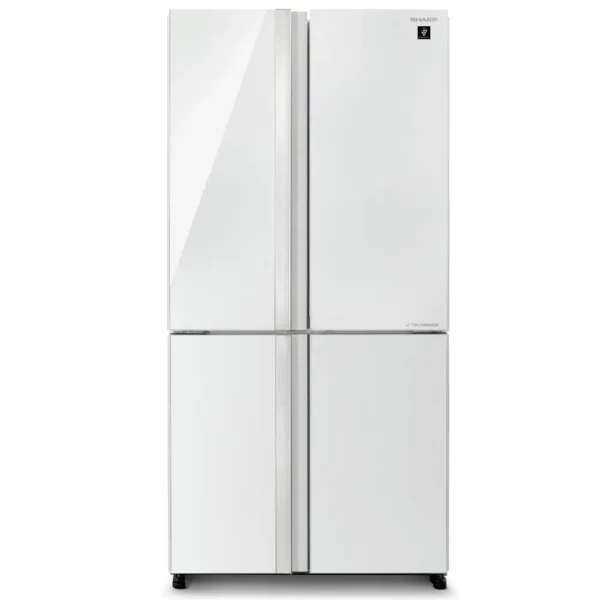 מקרר מקפיא תחתון 4 דלתות שרפ  SJ-FSRN87V-WH זכוכית לבנה