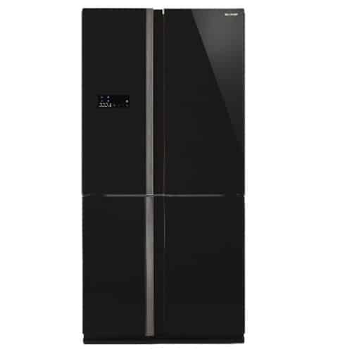 מקרר מקפיא תחתון 4 דלתות שרפ SJ8801BK זכוכית שחורה