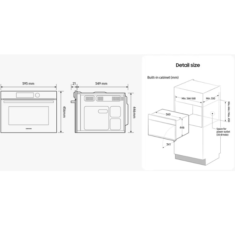 תנור אפיה בילד אין משולב מיקרוגל ⁦SAMSUNG NQ5B6753CAK⁩