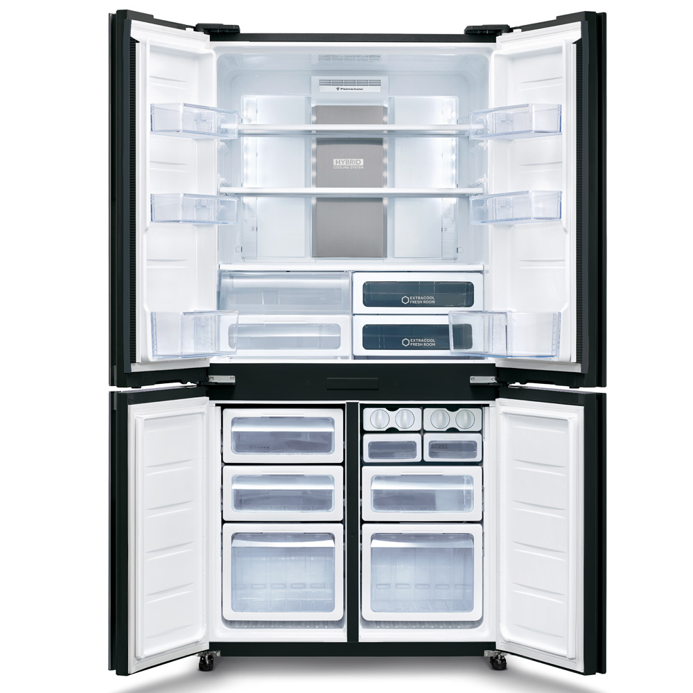 מקרר מקפיא תחתון ‏4 דלתות ‏611 ליטר ⁦SHARP SJ-FSRN87V-BK⁩