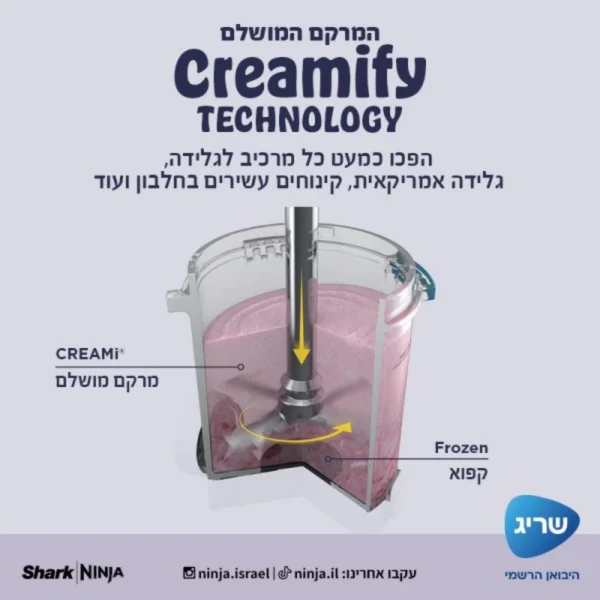 ‏מכונת גלידה Ninja NC701 Creami Spoon and Spin נינג'ה